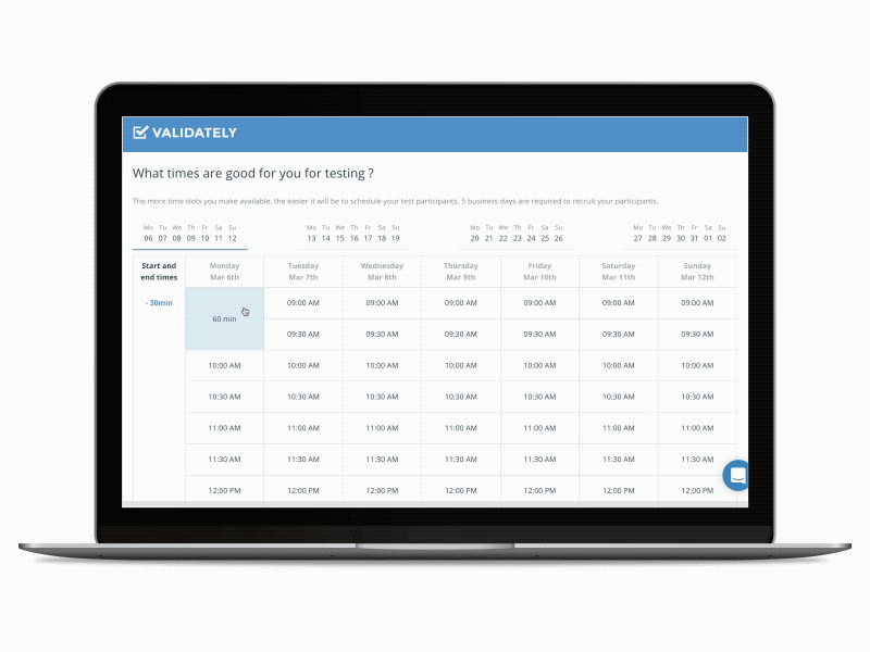 an example screen of the validately marketing technology tool
